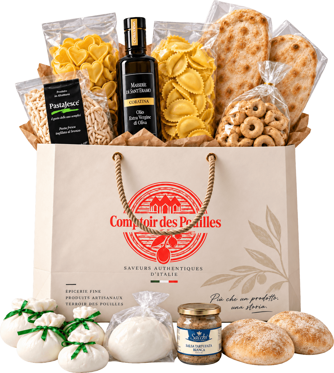Le sac imprimé du Comptoir des Pouilles, garni