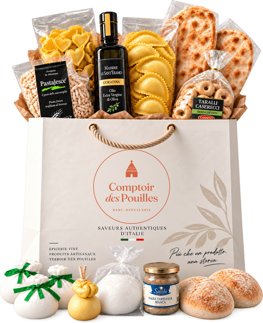 Le sac imprimé du Comptoir des Pouilles, garni