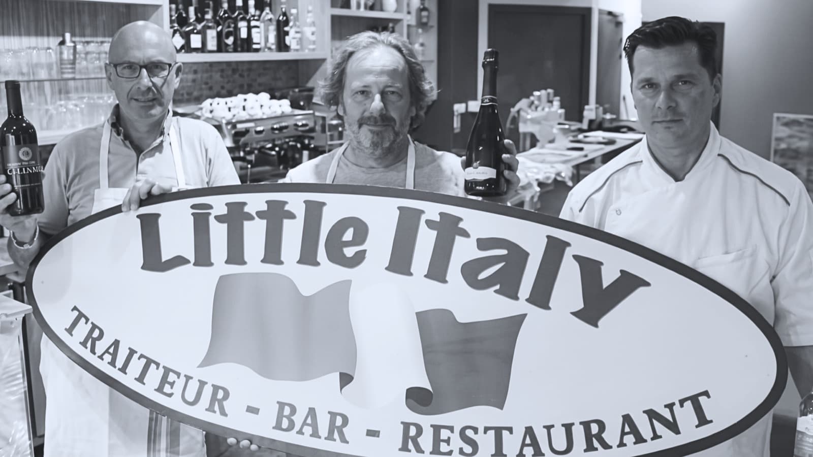 Stéphane, fondateur du Comptoir, et ses deux associés derrière l’enseigne du Little Italy